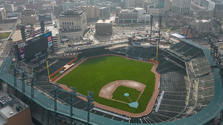 Vista aérea del estadio Comerica Park