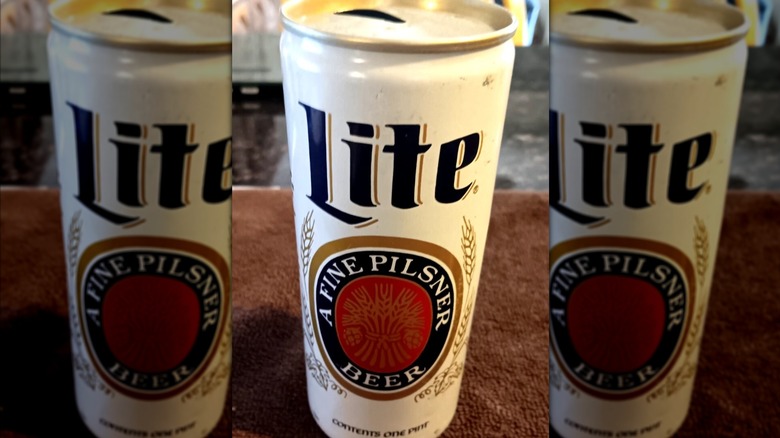 Una lata vintage de Miller Lite de los años 70