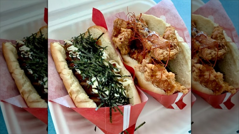 Japadog perritos calientes al estilo japonés con verduras y pollo
