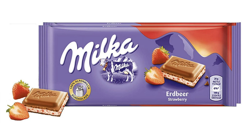 Barra de chocolate con fresas Milka