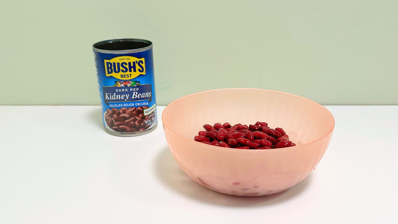 Una lata y un plato de frijoles rojos oscuros Bush's Best