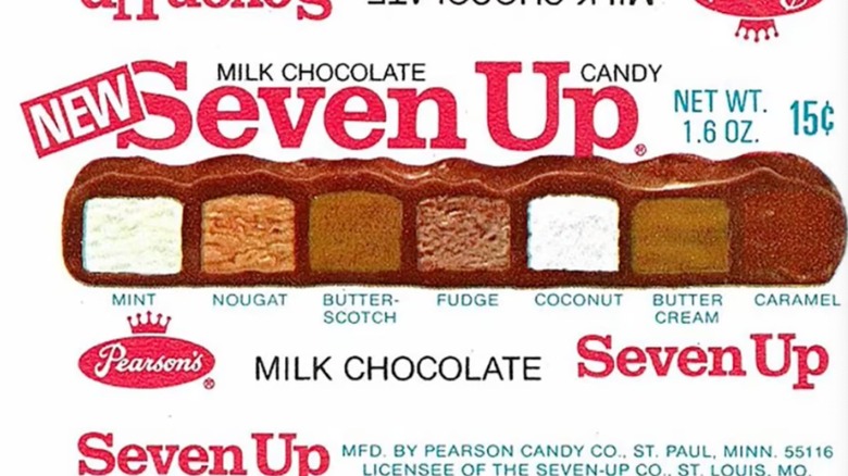 Envoltorio de Seven Up Bar que muestra siete sabores
