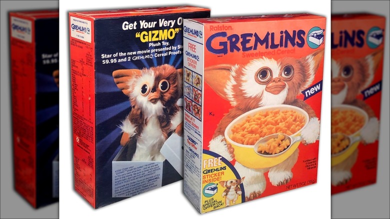 Caja de cereales gremlins de los años 80 con personaje gizmo.