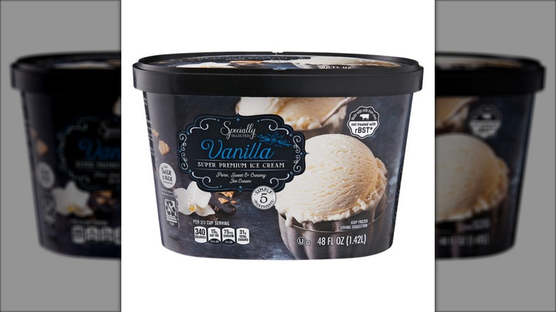Helado súper premium de vainilla especialmente seleccionado
