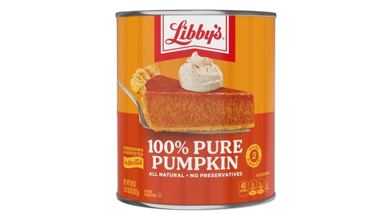Una lata de calabaza 100% pura de Libby.