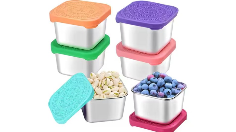 Recipientes para snacks de acero inoxidable Adrinfly con tapas de silicona